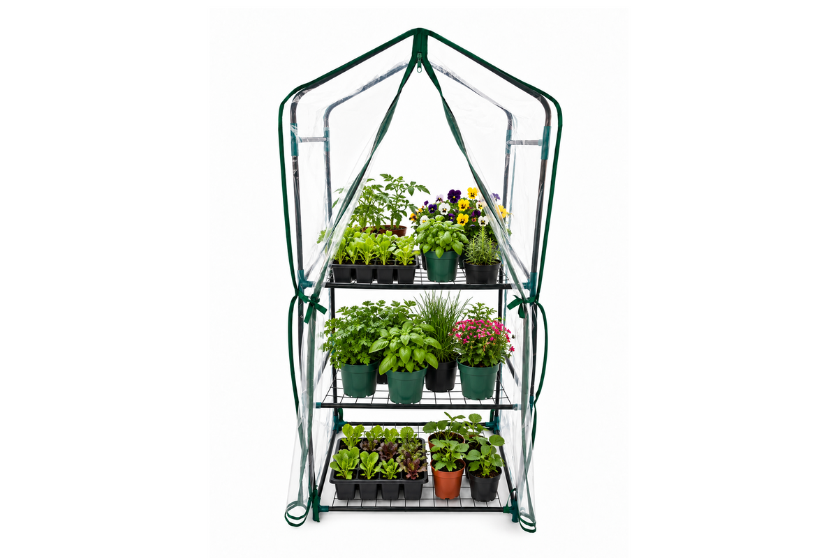 Greenlife 3 Tier Medium Greenhouse Clear PE Cover 1250H x 590W x 390D