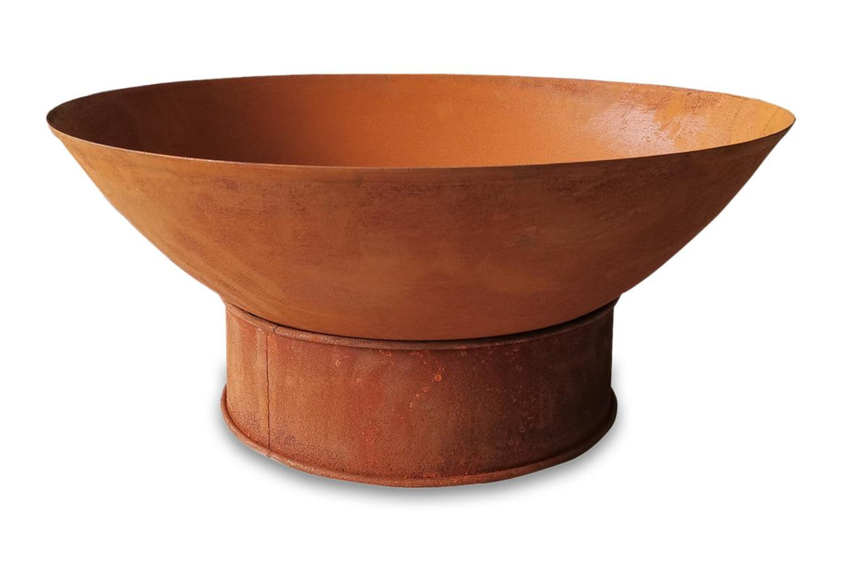 Greenlife Outdoor Fire Pit Cast Iron 600mm Deep Dish Bowl - Rust Patina