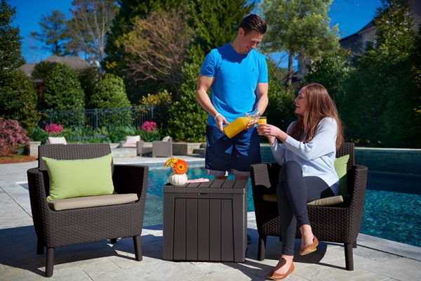 Keter Urban Box 2 in 1 - 113L Storage Box and Seat - Brown