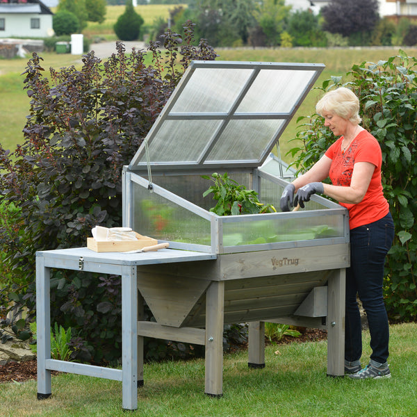 VegTrug Timber Side Table for Classic Planter - Grey Wash