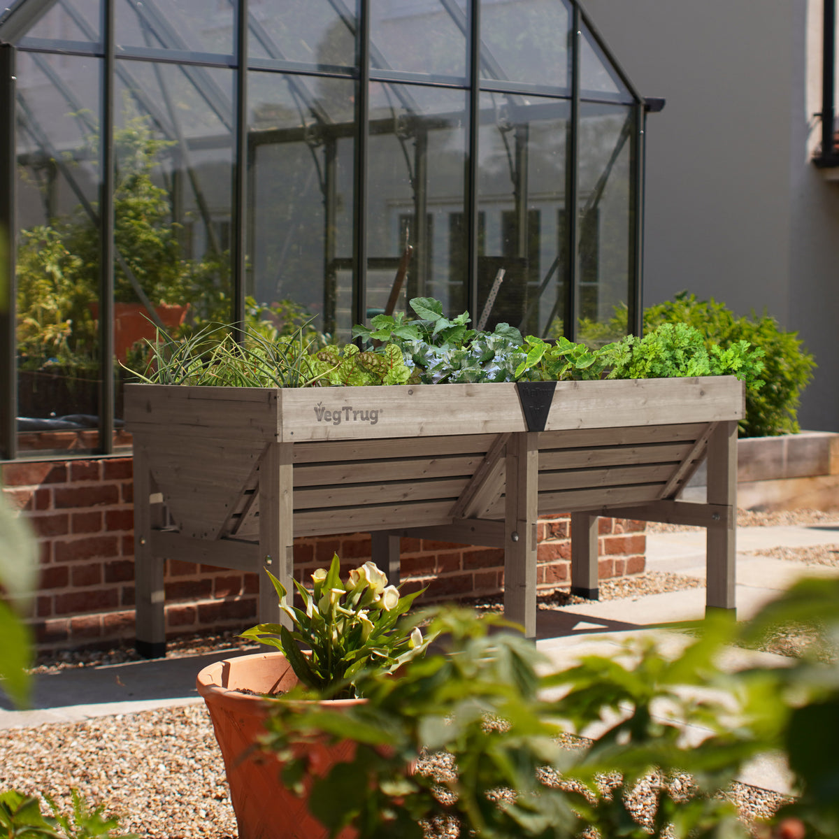 VegTrug Wooden Raised Planter Medium - Grey Wash