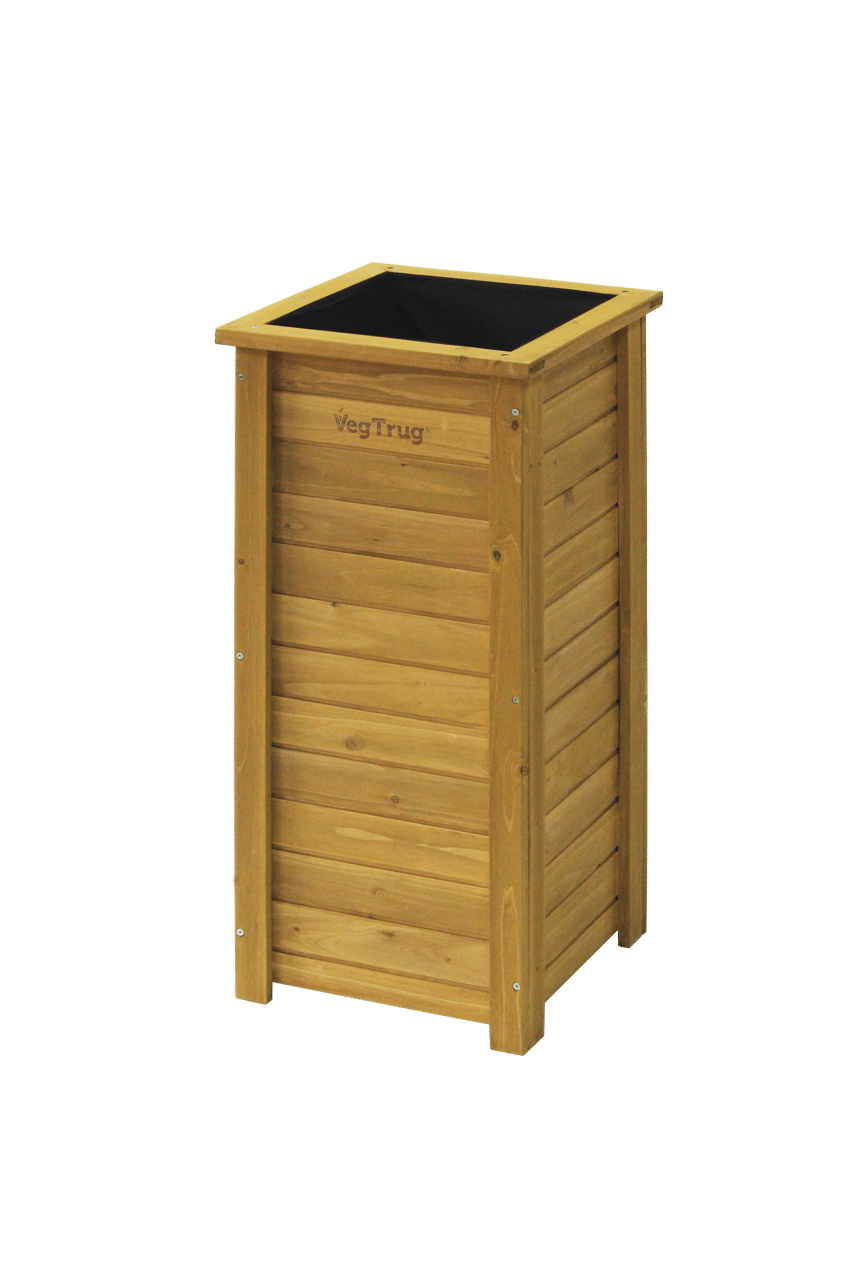 VegTrug Timber Tall Square Planter Box 380 x 380 x 820mm Natural