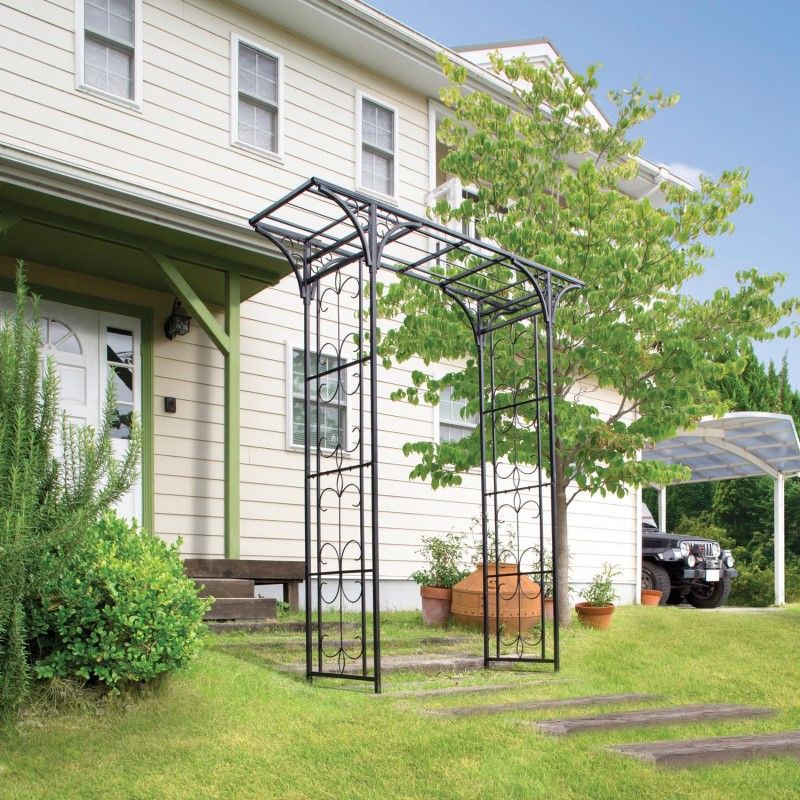 Takasho Metal Garden Arch Kasuga 1800 x 500 x 2370mm Black