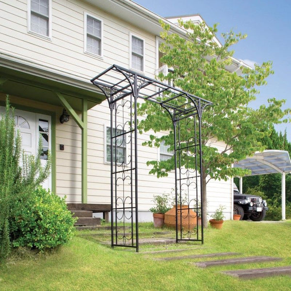 Takasho Metal Garden Arch Kasuga 1800 x 500 x 2370mm Black