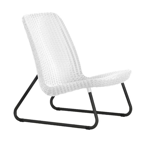 Keter Rio Rattan Outdoor Balcony Patio Set - White with Black Legs