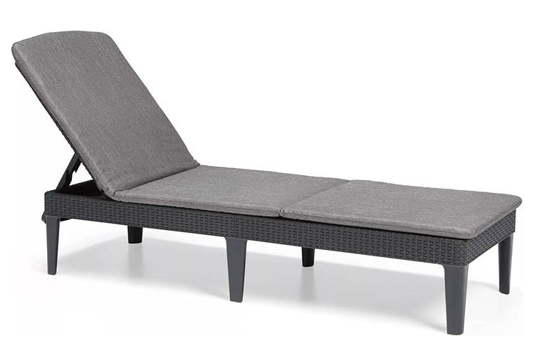 Keter Jaipur Rattan Sun Lounger Chair with Cushion - Graphite