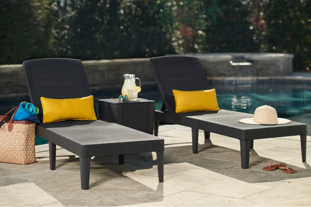 Keter Jaipur Rattan Sun Lounger Chair with Cushion - Graphite