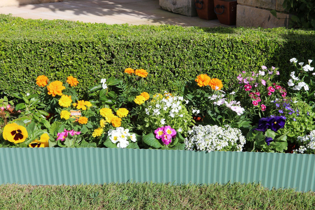 Greenlife Steel Metal Garden Edging - 6m x 150mm - Eucalypt Green