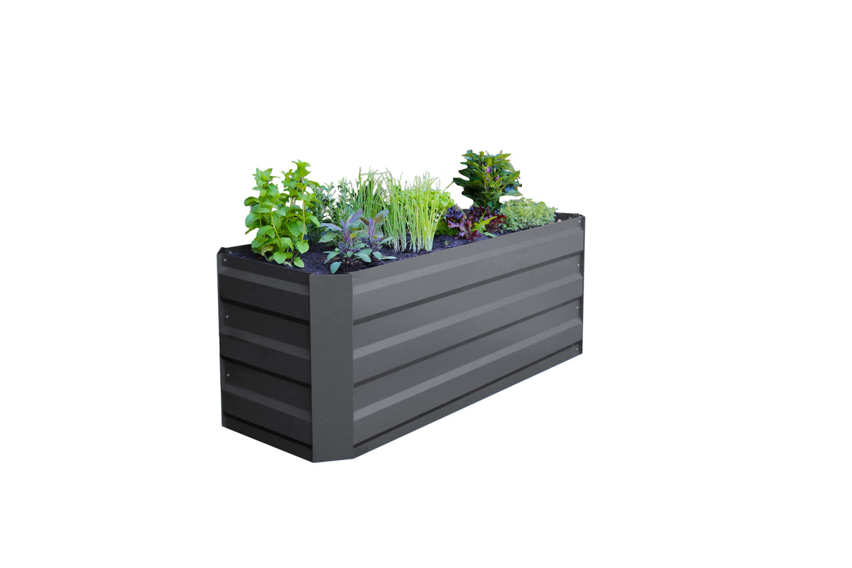 Greenlife Slimline Garden Bed Charcoal + Drop Over PE Greenhouse 1250 x 500 x 990
