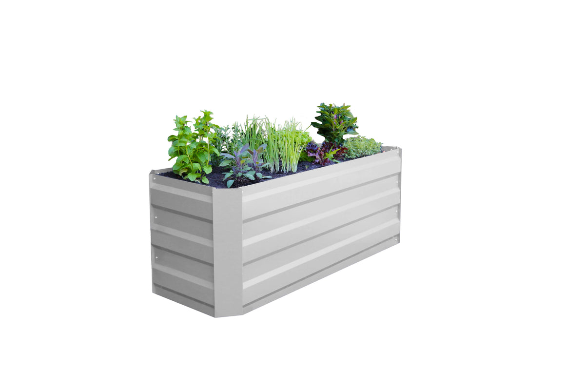 Greenlife Slimline Garden Bed Vintage White + Drop Over PE Greenhouse 1250 x 500 x 990