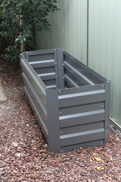 Slimline Garden Bed - Slate Grey + Drop Over Greenhouse