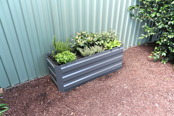 Slimline Garden Bed - Slate Grey + Drop Over Greenhouse