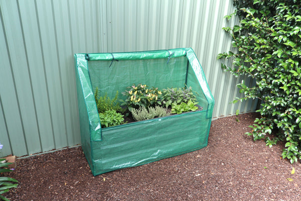 Slimline Garden Bed - Eucalypt Green + Drop Over Greenhouse