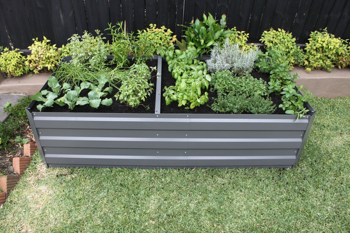 Greenlife Premium Large Raised Garden Bed with 4 Support Braces 1800 x 900 x 450mm Slate Grey