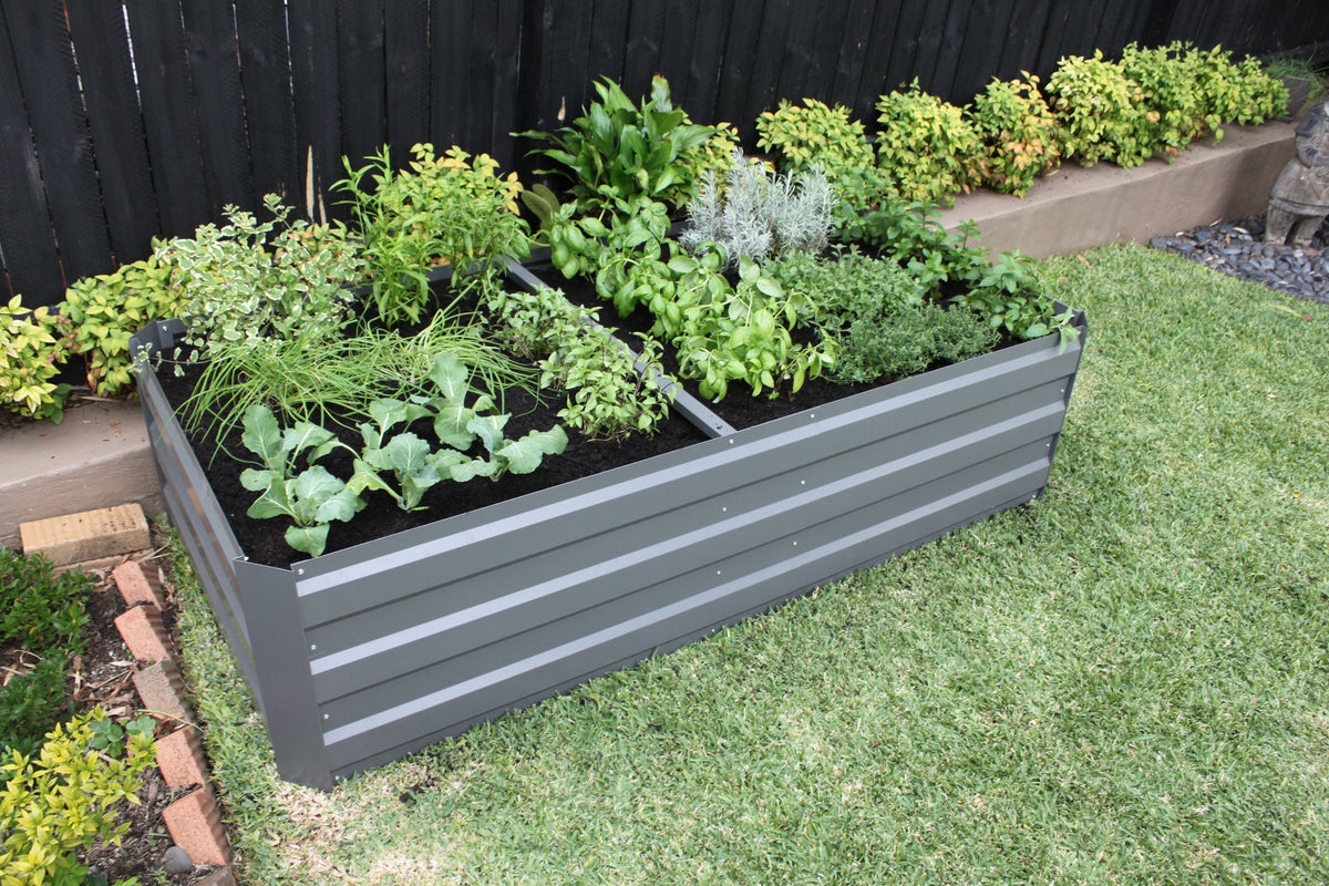 Greenlife Premium Large Raised Garden Bed with 4 Support Braces 1800 x 900 x 450mm Slate Grey