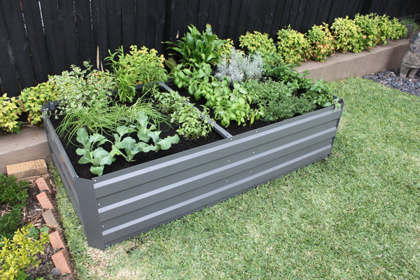 Greenlife Premium Large Raised Garden Bed with 4 Support Braces - 1800 x 900 x 450mm - Slate Grey