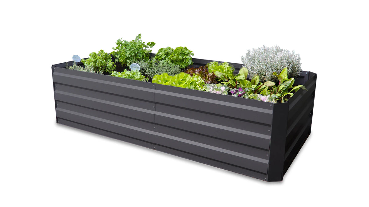 Greenlife Large Garden Bed 2 Brace Charcoal + Drop Over PE Greenhouse 1850 x 950 x 1020