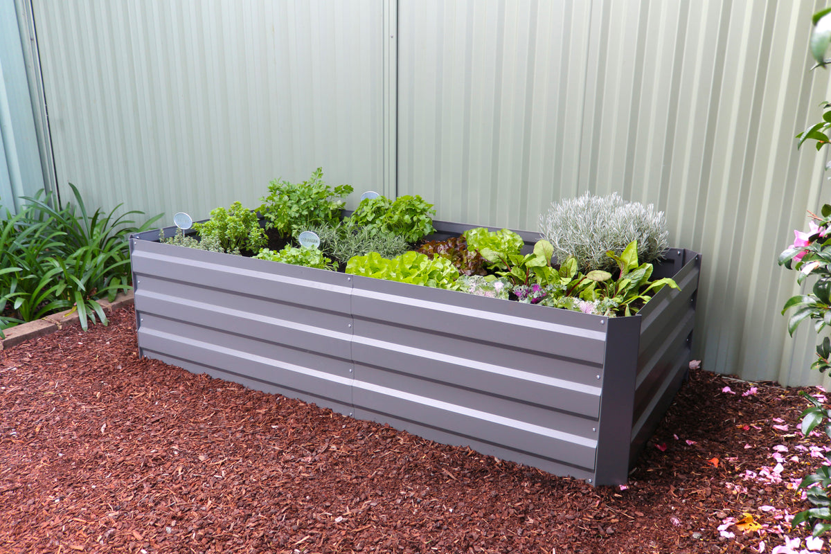 Greenlife Large Raised Garden Bed with 2 Support Braces 1800 x 900 x 450mm Slate Grey