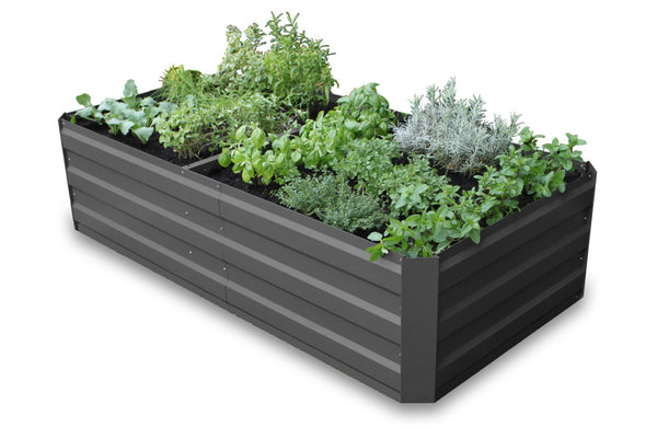 Greenlife Premium Large Raised Garden Bed with 4 Support Braces - 1800 x 900 x 450mm - Charcoal