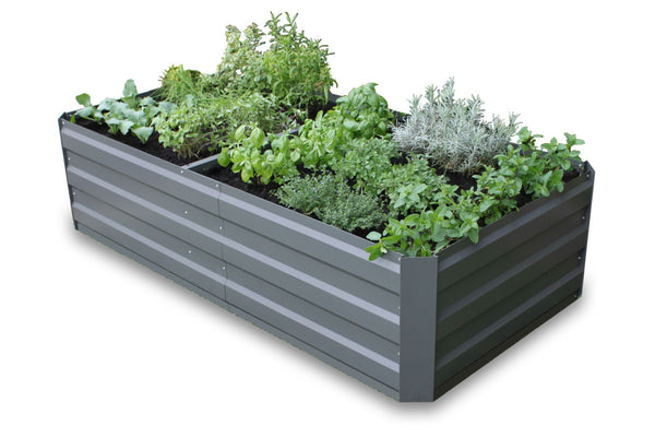 Greenlife Premium Large Raised Garden Bed with 4 Support Braces - 1800 x 900 x 450mm - Slate Grey