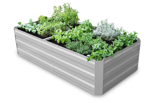 Greenlife Premium Large Raised Garden Bed with 4 Support Braces - 1800 x 900 x 450mm - Vintage White