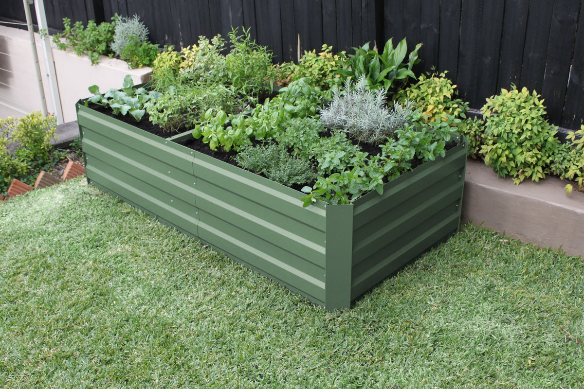 Greenlife Premium Large Garden Bed Eucalypt Green + Drop Over PE Greenhouse 1850 x 950 x 1020