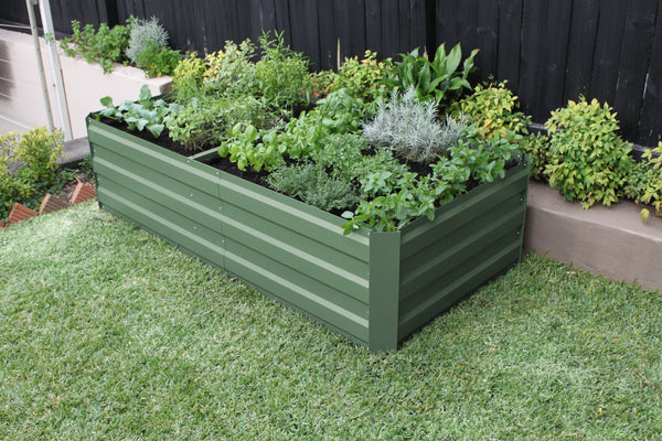 Premium Large Garden Bed - Eucalypt Green + Drop Over Greenhouse