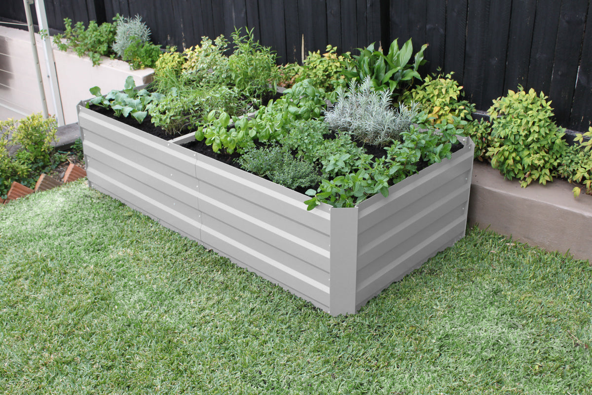 Greenlife Premium Large Garden Bed Vintage White + Drop Over PE Greenhouse 1850 x 950 x 1020