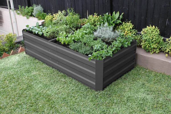 Greenlife Premium Large Raised Garden Bed with 4 Support Braces - 1800 x 900 x 450mm - Charcoal