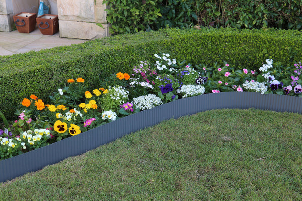 Greenlife Steel Metal Garden Edging - 6m x 150mm - Slate Grey