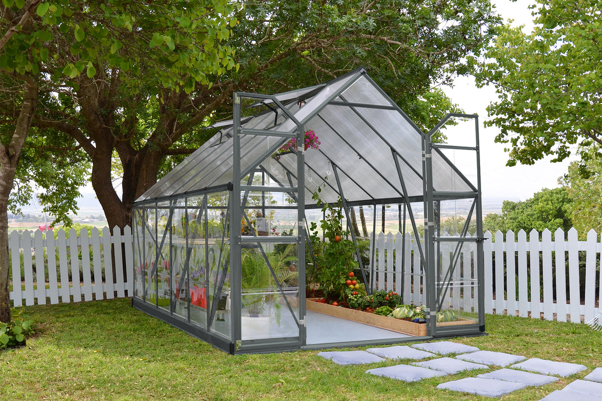 Maze Balance Polycarbonate Greenhouse 8' x 12' Grey (2.5m x 3.7m)