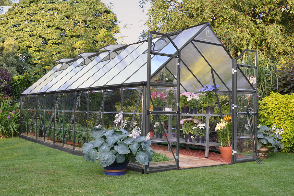 Maze Balance Polycarbonate Greenhouse 8' x 20' Grey (2.5m x 6.1m)