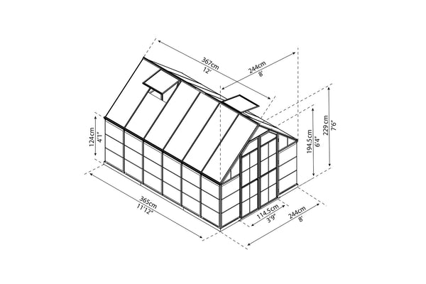 Maze Balance Premium Polycarbonate Greenhouse 8' x 12' - Grey Frame