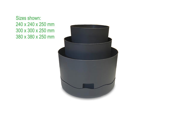 Greenlife Circular Self Watering Plastic Pot - Slate Grey 300 x 300 x 250mm