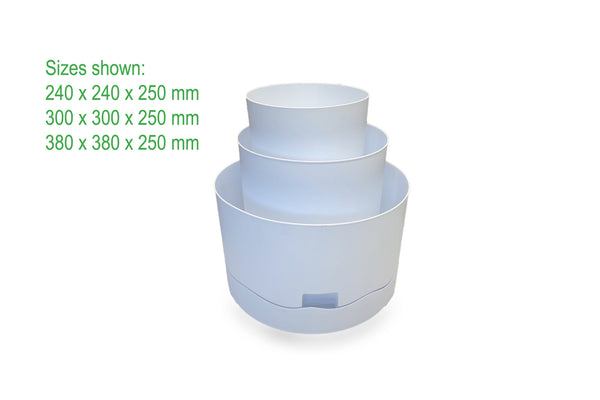 Greenlife Circular Self Watering Plastic Pot - White 300 x 300 x 250mm