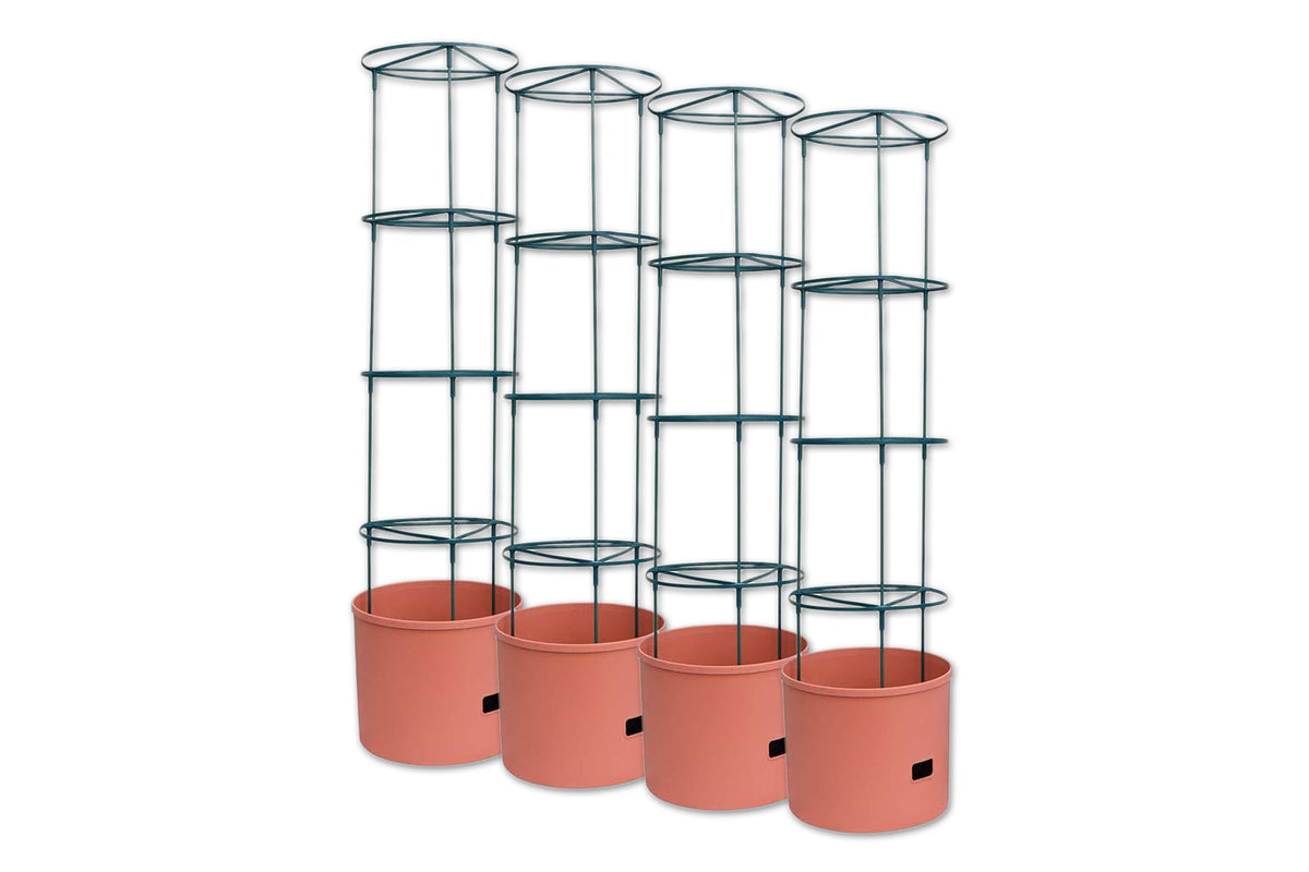 4x Greenlife Jumbo Tomato Growing Tower with Self Watering Pot - Terracotta