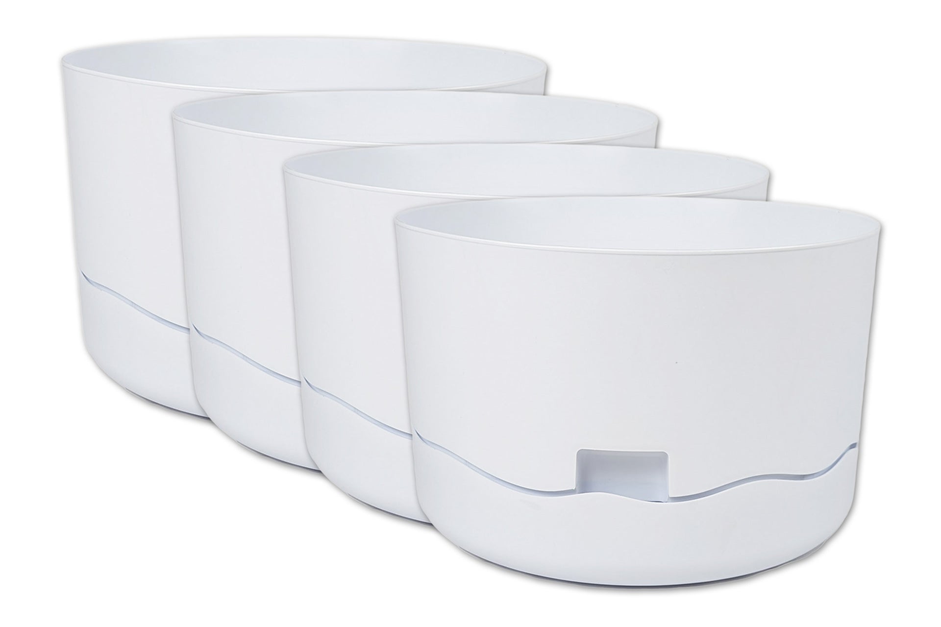4x Greenlife Circular Self Watering Plastic Pot White 380 x 380 x 25