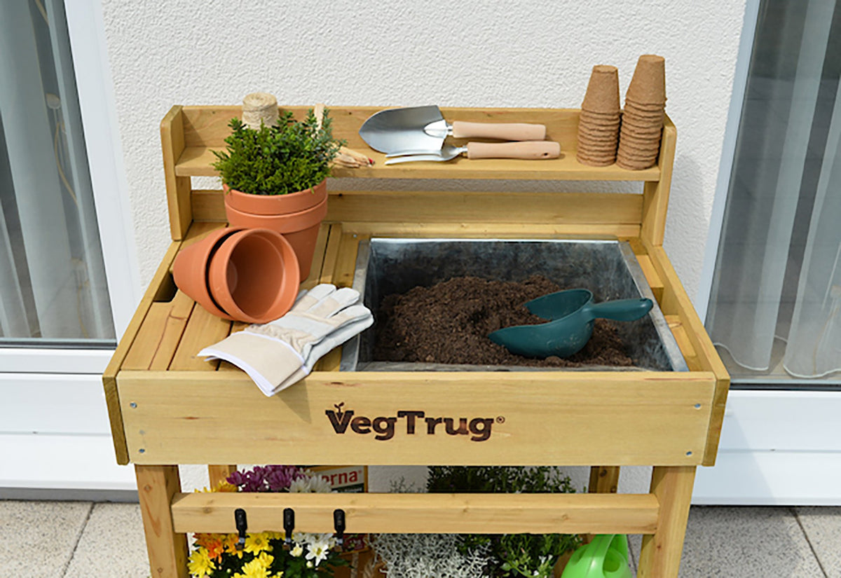 VegTrug Deluxe Wooden Raised Potting Bench - Natural