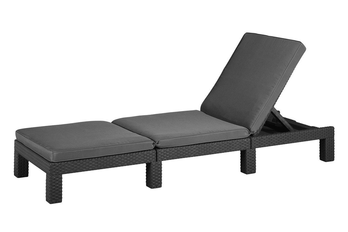 Keter Daytona Wicker Sun Lounger with Cushions - Graphite