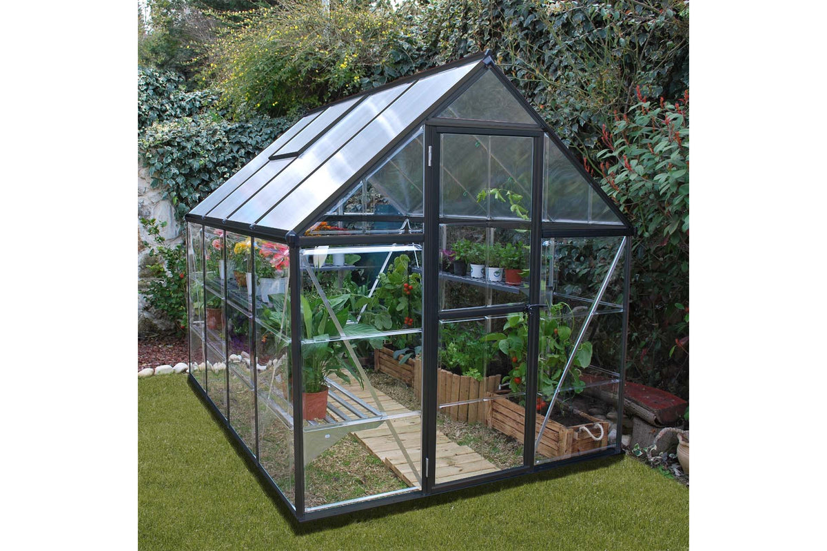 Maze Hybrid Polycarbonate Greenhouse 6' x 8' Grey (1.9m x 2.5m)