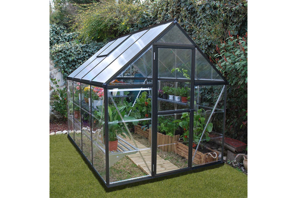 Maze Hybrid Premium Polycarbonate Greenhouse 6' x 8' - Grey Powdercoat