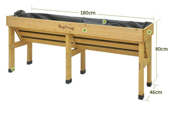 VegTrug Wooden Raised Planter Medium Wallhugger - Natural