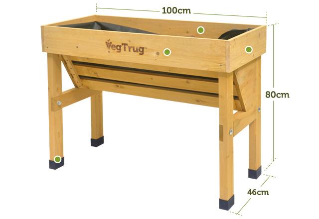 VegTrug Wooden Raised Planter Small Wallhugger - Natural