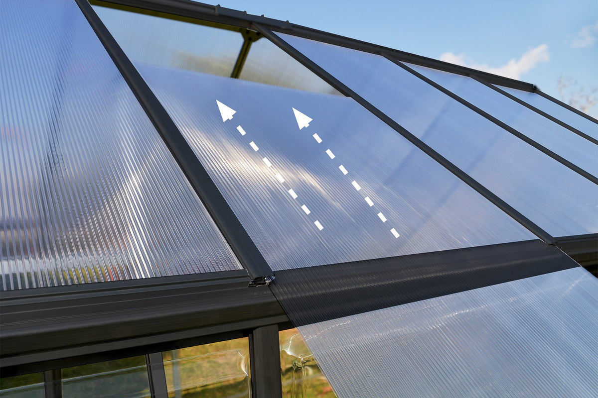 Maze Balance Polycarbonate Greenhouse 8' x 16' Grey (2.5m x 4.9m)