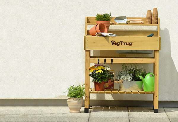 VegTrug Deluxe Wooden Raised Potting Bench - Natural