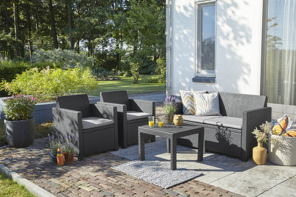 Keter Alabama Wicker Lounge Set with Cushions - Graphite