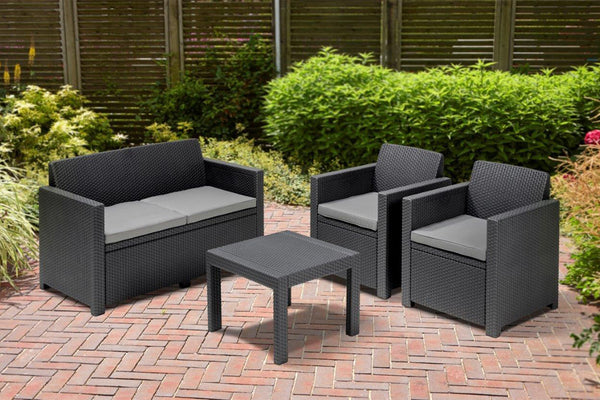 Keter Alabama Wicker Lounge Set with Cushions - Graphite