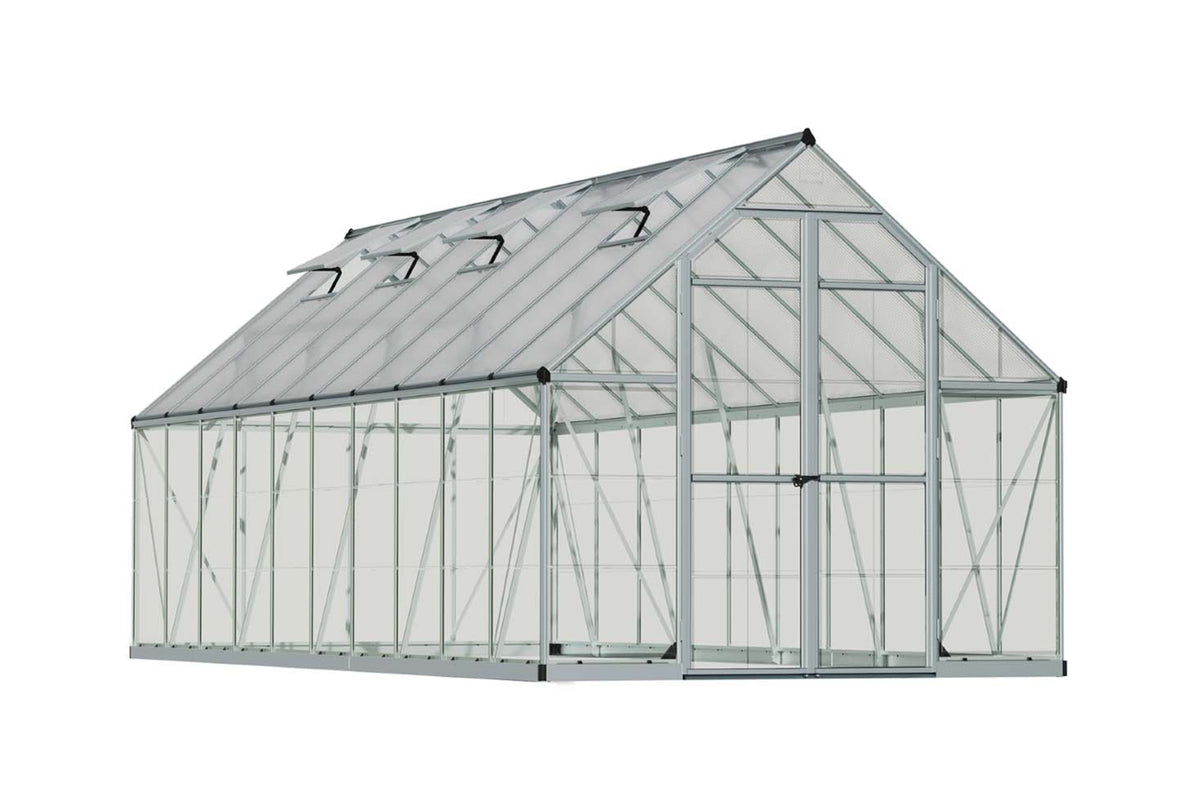 Maze Balance Polycarbonate Greenhouse 8' x 20' Silver (2.5m x 6.1m)