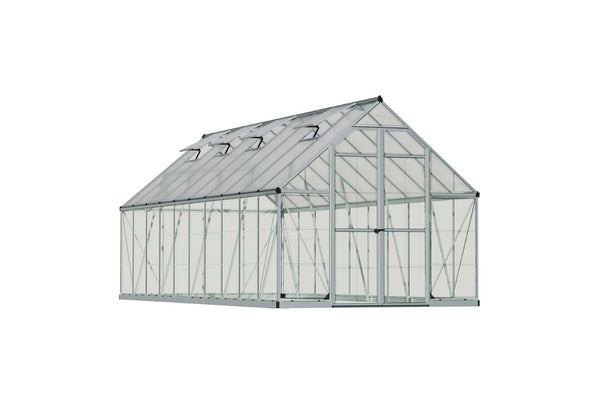 Maze Balance Premium Polycarbonate Greenhouse 8' x 20' - Silver Frame