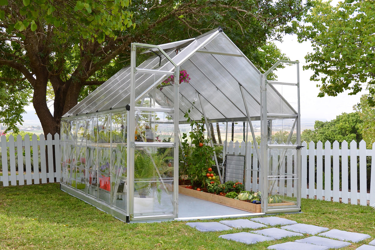 Maze Balance Polycarbonate Greenhouse 8' x 12' Silver (2.5m x 3.7m)